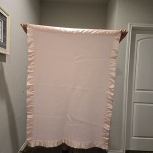 Vintage Chaviam Baby Pink Satin Trim Blanket.